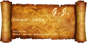 Gerger Janka névjegykártya